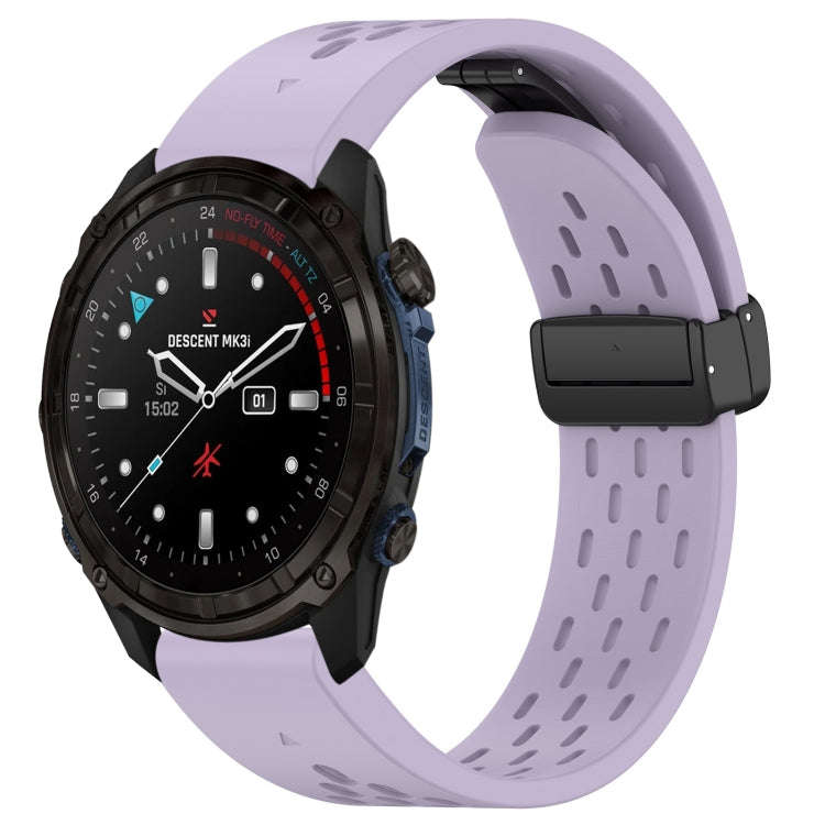 For Garmin Descent MK3i / MK3 51mm 26mm Holes Magnetic Folding Buckle Silicone Watch Band(Purple)