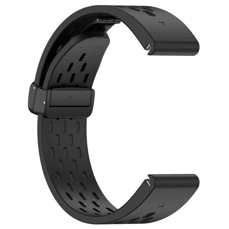 For Garmin Instinct 2 / Instinct 22mm Holes Magnetic Folding Buckle Silicone Watch Band(Black)