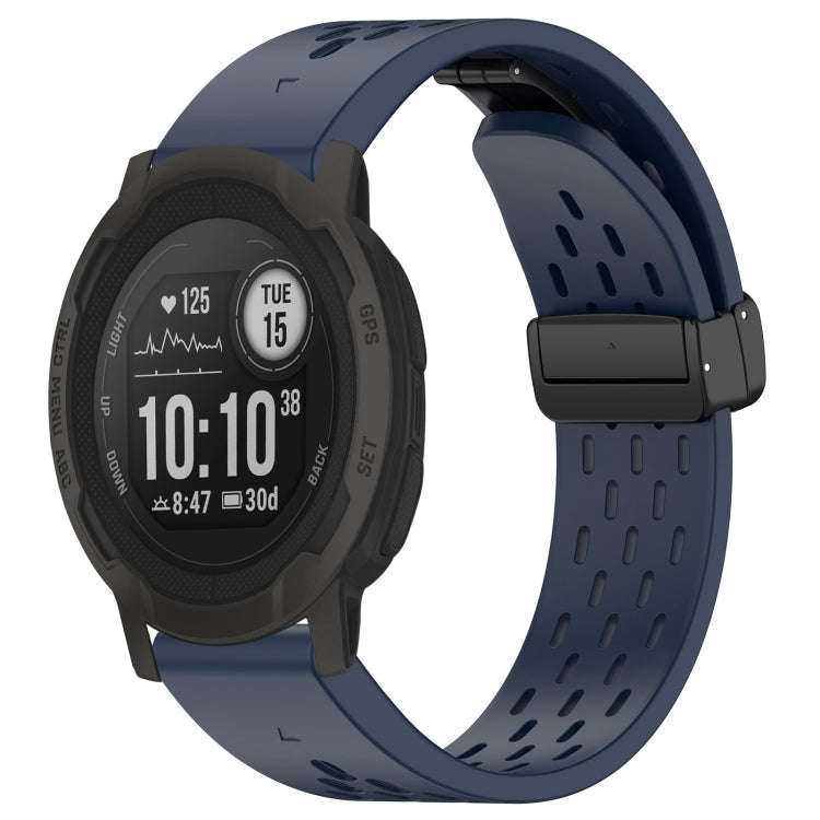 For Garmin Instinct 2 / Instinct 22mm Holes Magnetic Folding Buckle Silicone Watch Band(Midnight)