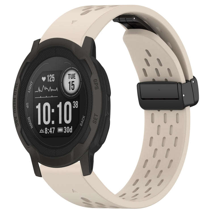 For Garmin Instinct 2 / Instinct 22mm Holes Magnetic Folding Buckle Silicone Watch Band(Starlight)