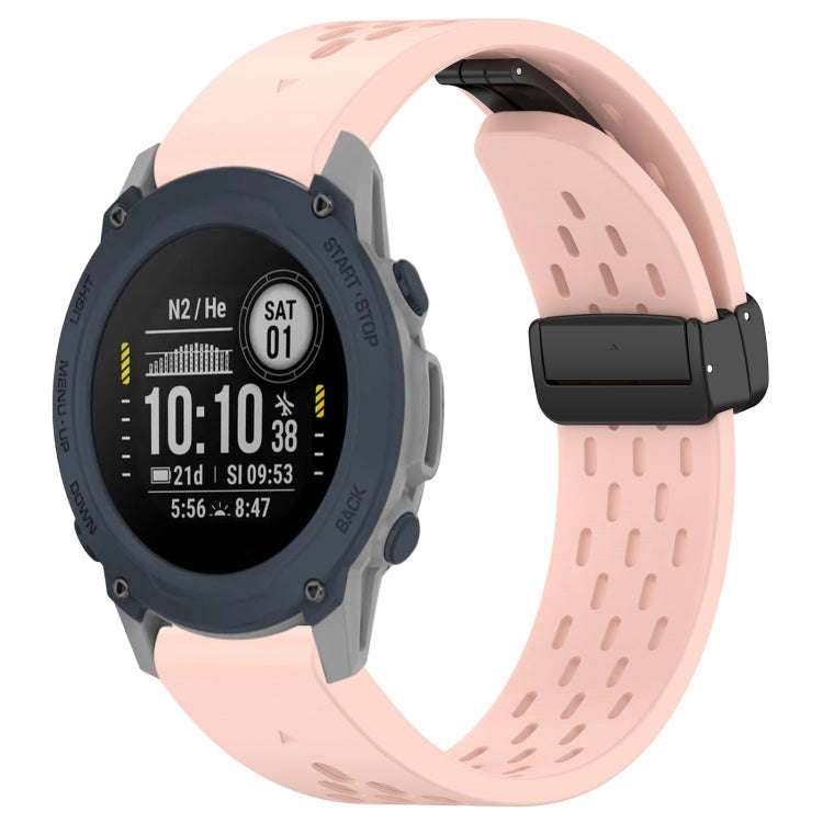 For Garmin Descent G1 22mm Holes Magnetic Folding Buckle Silicone Watch Band(Pink)