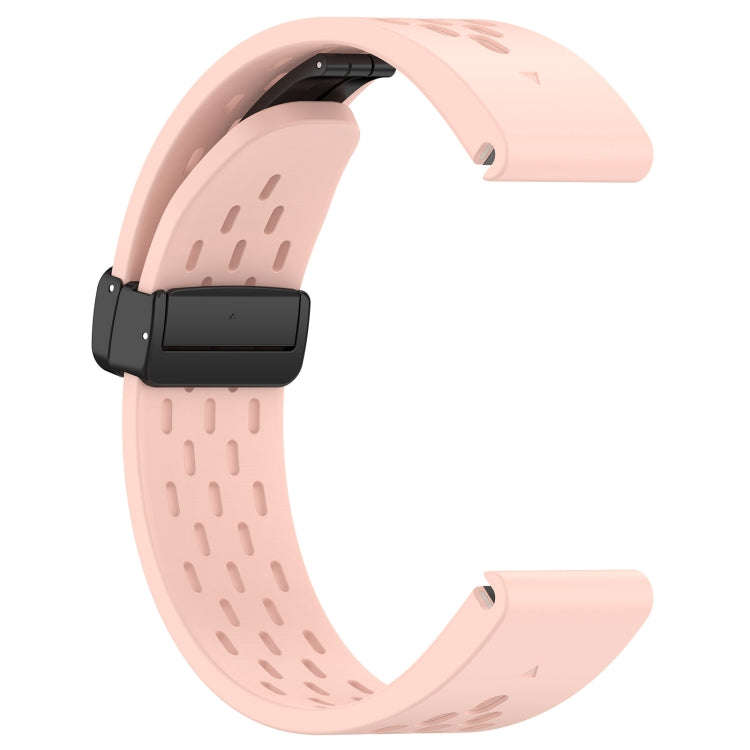 For Garmin Descent G1 22mm Holes Magnetic Folding Buckle Silicone Watch Band(Pink)