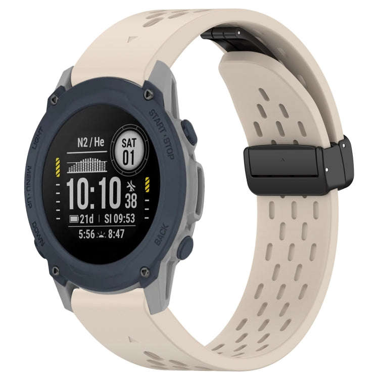 For Garmin Descent G1 22mm Holes Magnetic Folding Buckle Silicone Watch Band(Starlight)