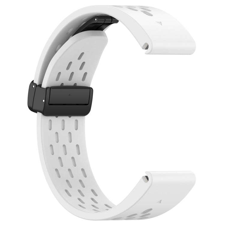 For Garmin Fenix 7 / Fenix 7 Pro 22mm Holes Magnetic Folding Buckle Silicone Watch Band(White)