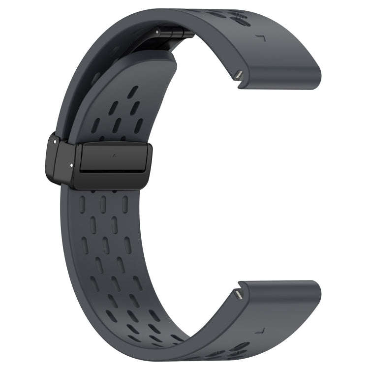 For Garmin Fenix 7 / Fenix 7 Pro 22mm Holes Magnetic Folding Buckle Silicone Watch Band(Dark Gray)