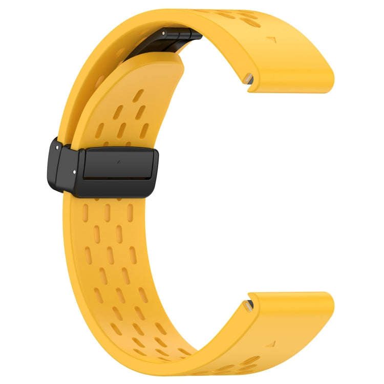 For Garmin Fenix 7 / Fenix 7 Pro 22mm Holes Magnetic Folding Buckle Silicone Watch Band(Yellow)