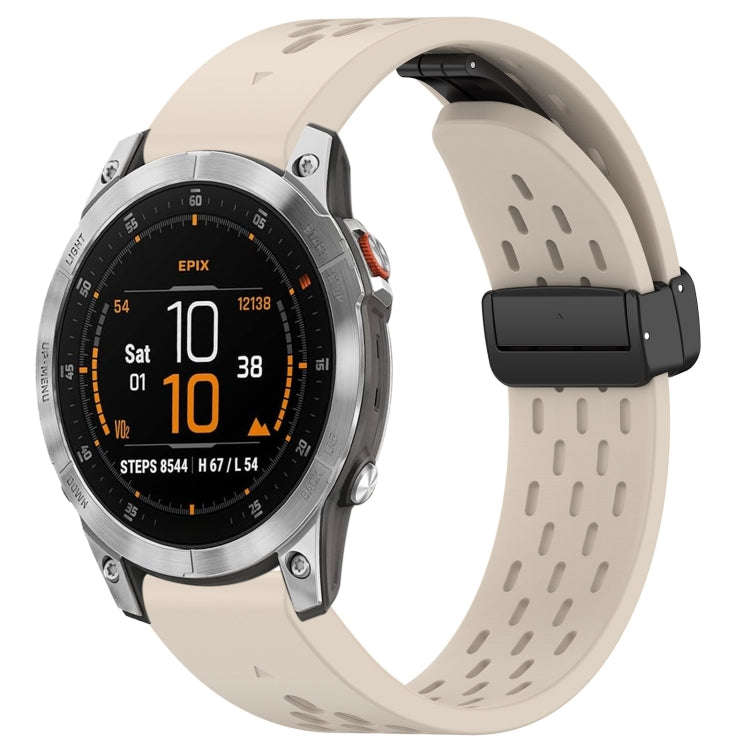 For Garmin Epix Gen2 / Epix Pro Gen2 47mm Holes Magnetic Folding Buckle Silicone Watch Band(Starl...
