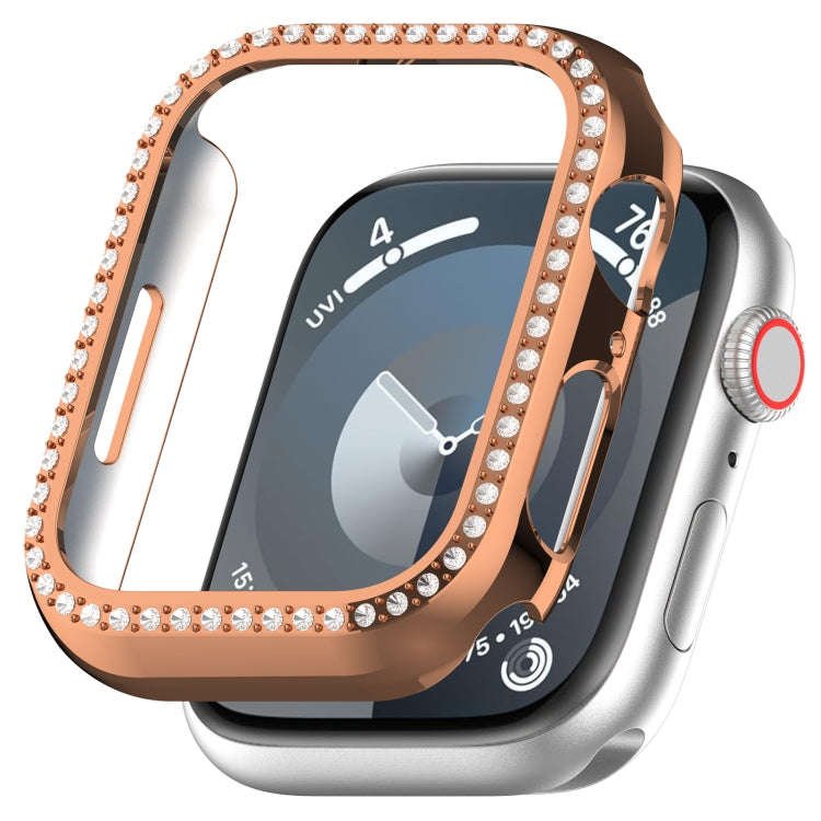 For Apple Watch Series 8 45mm Diamond Hollow PC Watch Case(Rose Gold)