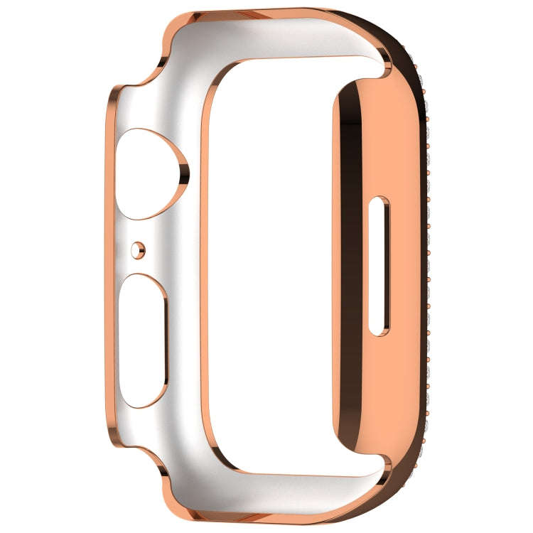 For Apple Watch Series 8 45mm Diamond Hollow PC Watch Case(Rose Gold)
