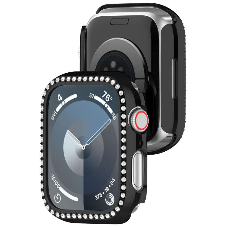 For Apple Watch Series 7 41mm Diamond Hollow PC Watch Case(Black)