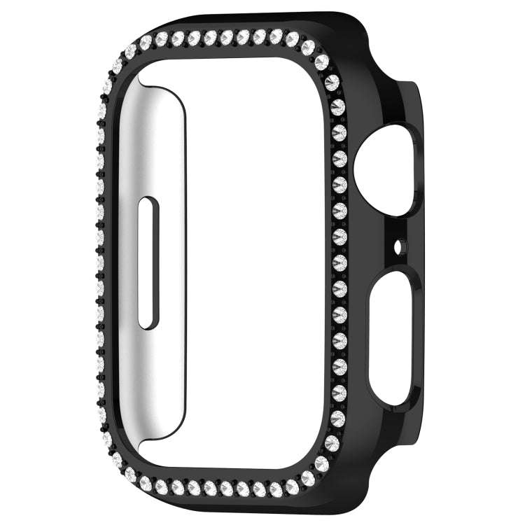 For Apple Watch Series 7 41mm Diamond Hollow PC Watch Case(Black)