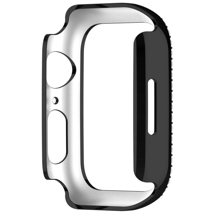 For Apple Watch Series 7 41mm Diamond Hollow PC Watch Case(Black)