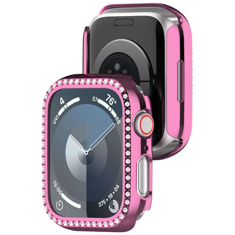 For Apple Watch Series 7 41mm Diamond Hollow PC Watch Case(Pink)