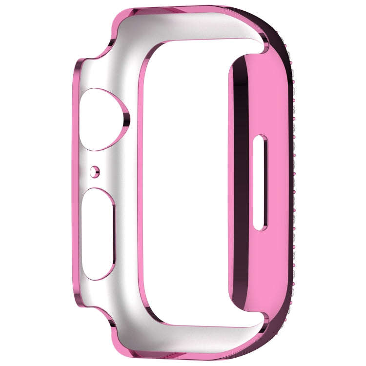 For Apple Watch Series 7 41mm Diamond Hollow PC Watch Case(Pink)