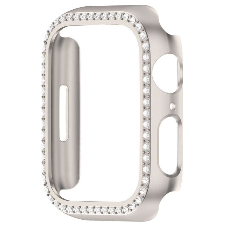For Apple Watch Series 7 41mm Diamond Hollow PC Watch Case(Starlight)