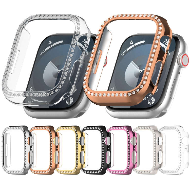 For Apple Watch Series 7 41mm Diamond Hollow PC Watch Case(Silver)