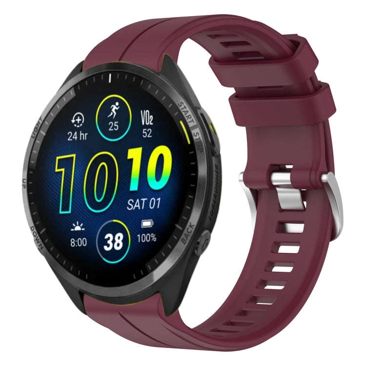 For Garmin Forerunner 965 22mm Solid Color Silicone Watch Band(Wine)