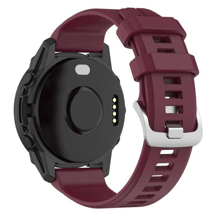For Garmin Forerunner 965 22mm Solid Color Silicone Watch Band(Wine)