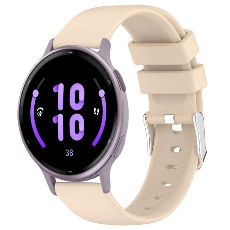 For Garmin Active 5 20mm Smooth Solid Color Silicone Watch Band(Beige)