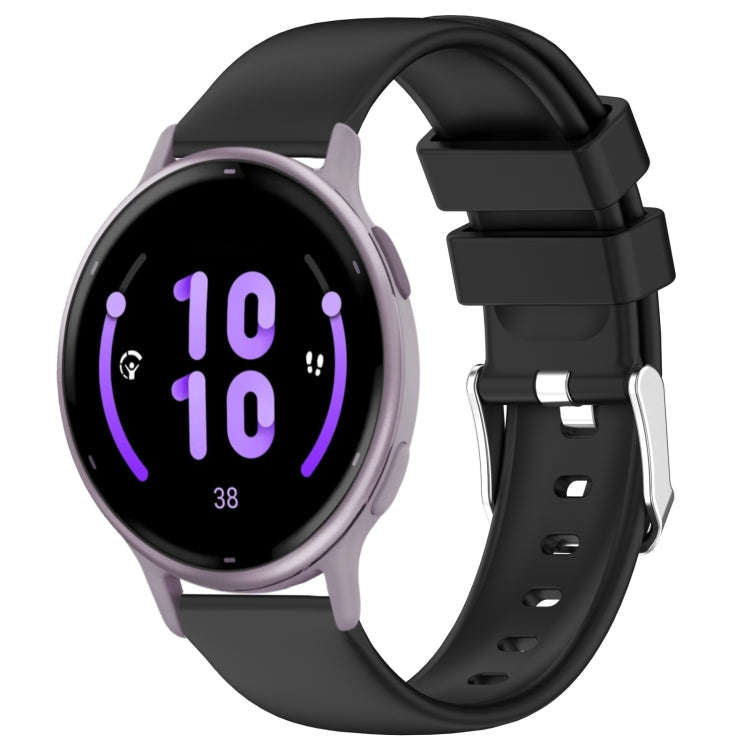 For Garmin Active 5 20mm Smooth Solid Color Silicone Watch Band(Black)