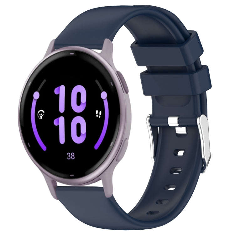 For Garmin Active 5 20mm Smooth Solid Color Silicone Watch Band(Midnight Blue)