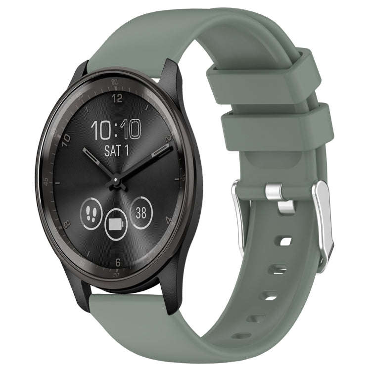 For Garmin Move Trend 20mm Smooth Solid Color Silicone Watch Band(Olive Green)