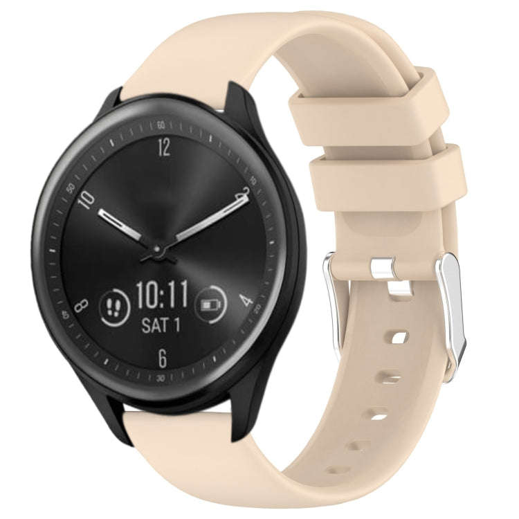 For Garmin Vivomove Sport 20mm Smooth Solid Color Silicone Watch Band(Beige)