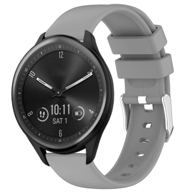 For Garmin Vivomove Sport 20mm Smooth Solid Color Silicone Watch Band(Grey)