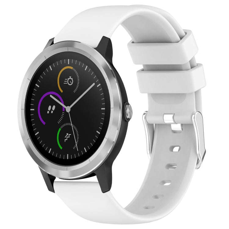 For Garmin Vivoactive 3 20mm Smooth Solid Color Silicone Watch Band(White)
