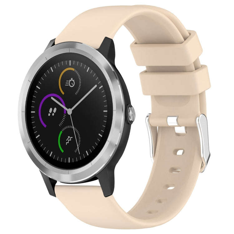 For Garmin Vivoactive 3 20mm Smooth Solid Color Silicone Watch Band(Beige)