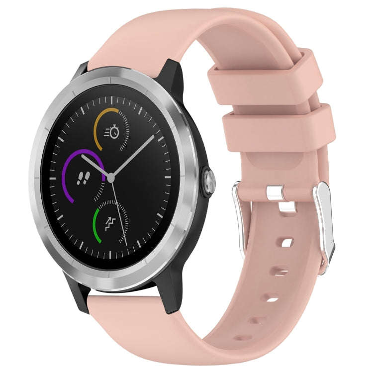 For Garmin Vivoactive 3 20mm Smooth Solid Color Silicone Watch Band(Pink)