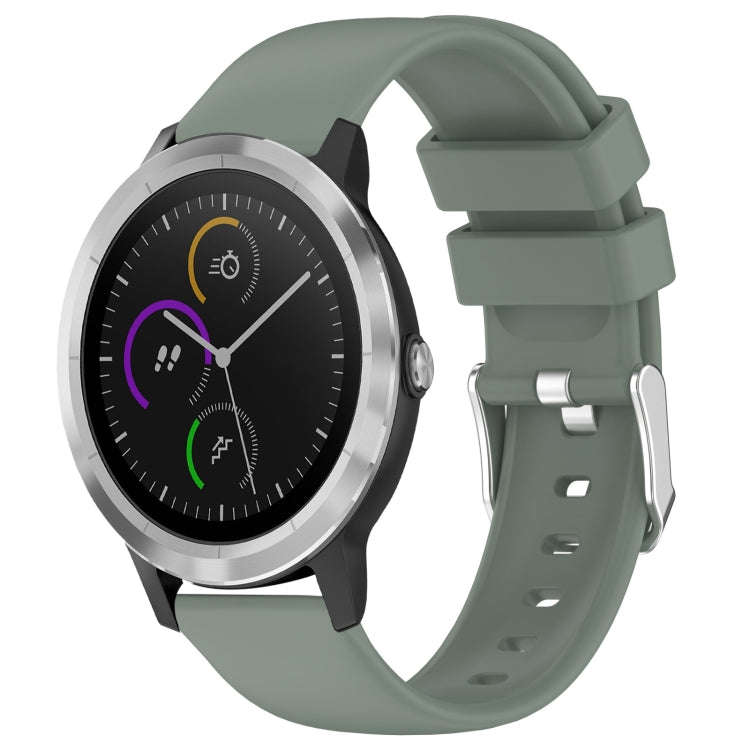 For Garmin Vivoactive 3 20mm Smooth Solid Color Silicone Watch Band(Olive Green)