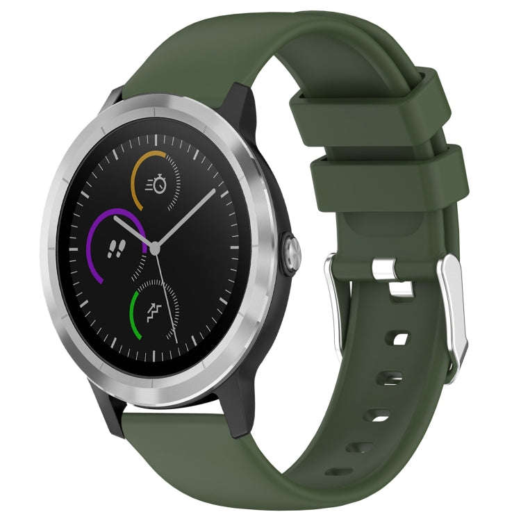 For Garmin Vivoactive 3 20mm Smooth Solid Color Silicone Watch Band(Army Green)