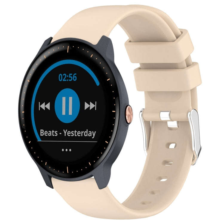 For Garmin Vivoactive3 Music 20mm Smooth Solid Color Silicone Watch Band(Beige)