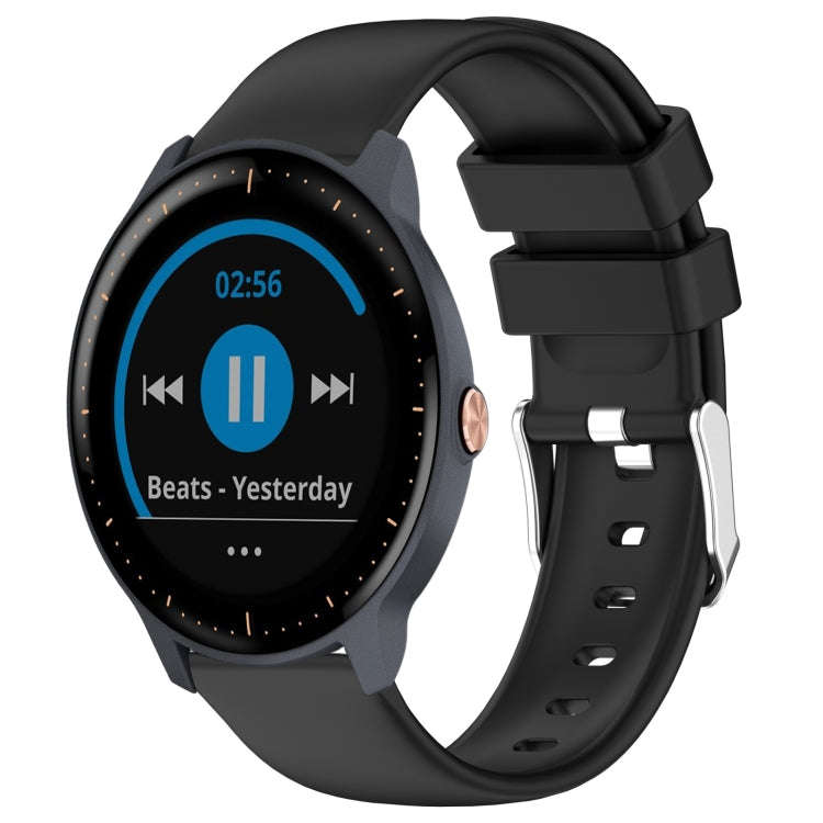 For Garmin Vivoactive3 Music 20mm Smooth Solid Color Silicone Watch Band(Black)