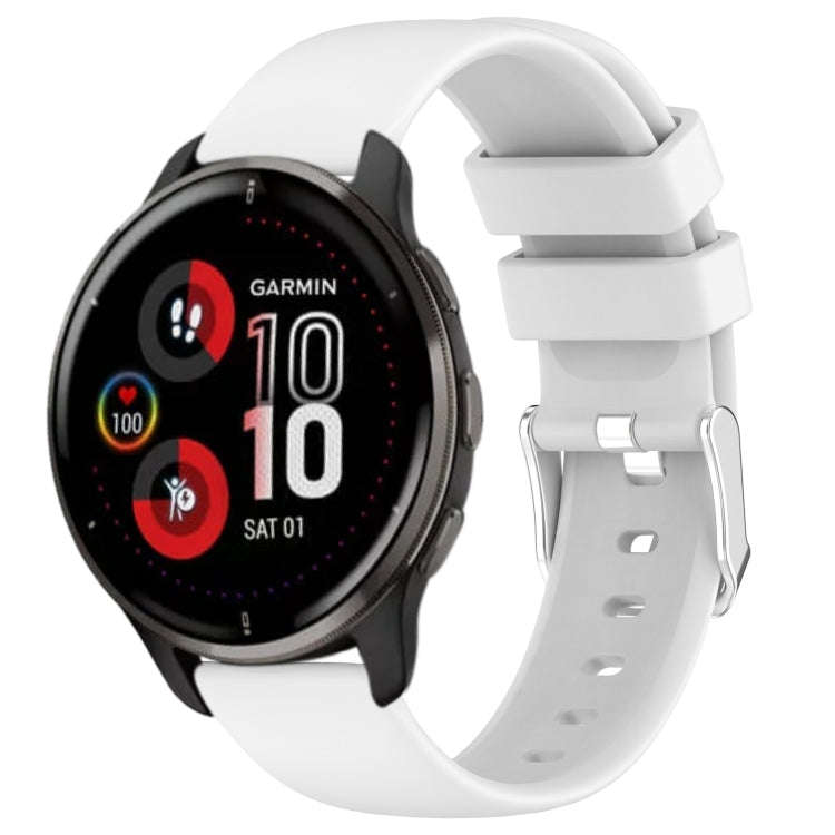 For Garmin Venu 2 Plus 20mm Smooth Solid Color Silicone Watch Band(White)