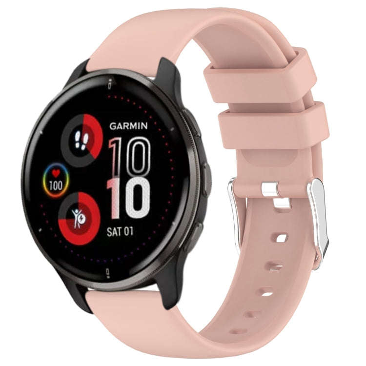 For Garmin Venu 2 Plus 20mm Smooth Solid Color Silicone Watch Band(Pink)