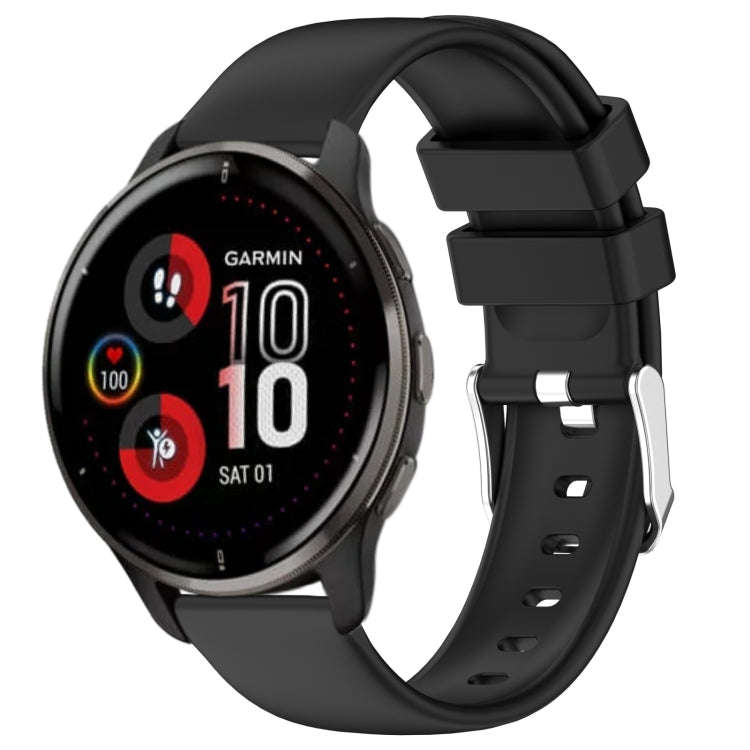 For Garmin Venu 2 Plus 20mm Smooth Solid Color Silicone Watch Band(Black)