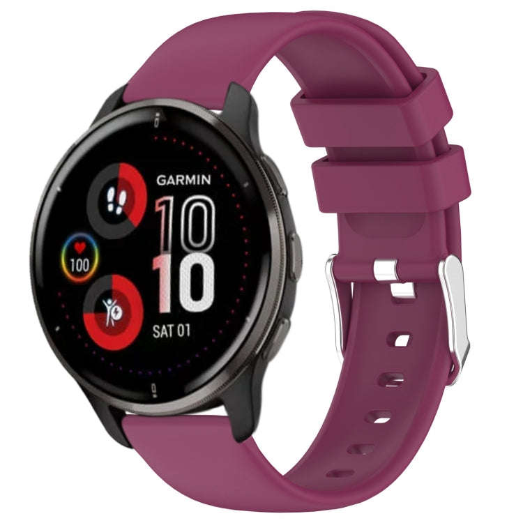 For Garmin Venu 2 Plus 20mm Smooth Solid Color Silicone Watch Band(Burgundy)