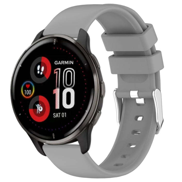 For Garmin Venu 2 Plus 20mm Smooth Solid Color Silicone Watch Band(Grey)