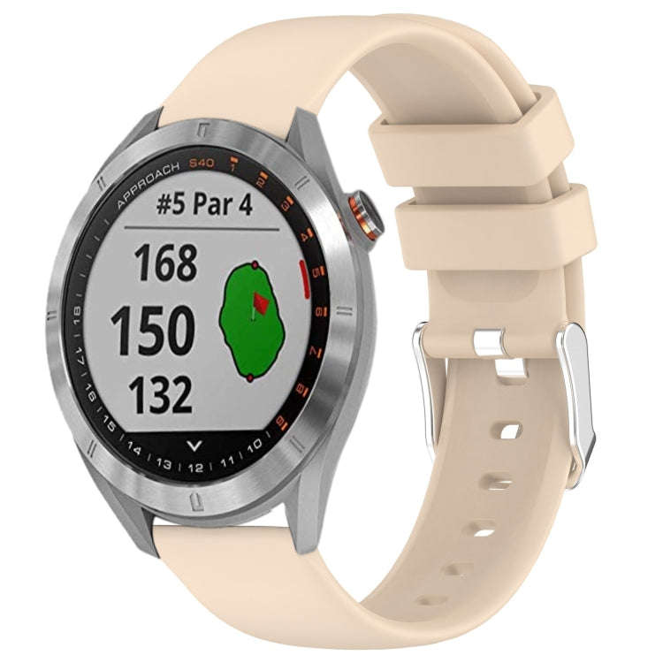For Garmin Approach S40 20mm Smooth Solid Color Silicone Watch Band(Beige)