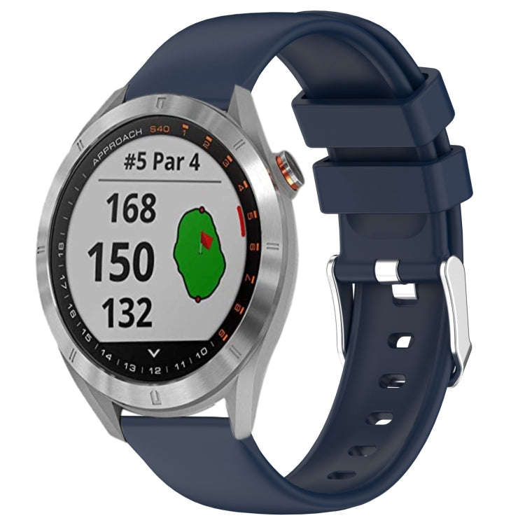 For Garmin Approach S40 20mm Smooth Solid Color Silicone Watch Band(Midnight Blue)