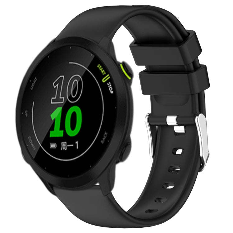 For Garmin Forerunner 158 20mm Smooth Solid Color Silicone Watch Band(Black)