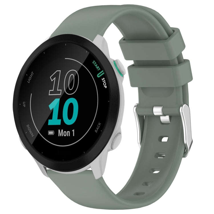 For Garmin Forerunner 55 20mm Smooth Solid Color Silicone Watch Band(Olive Green)