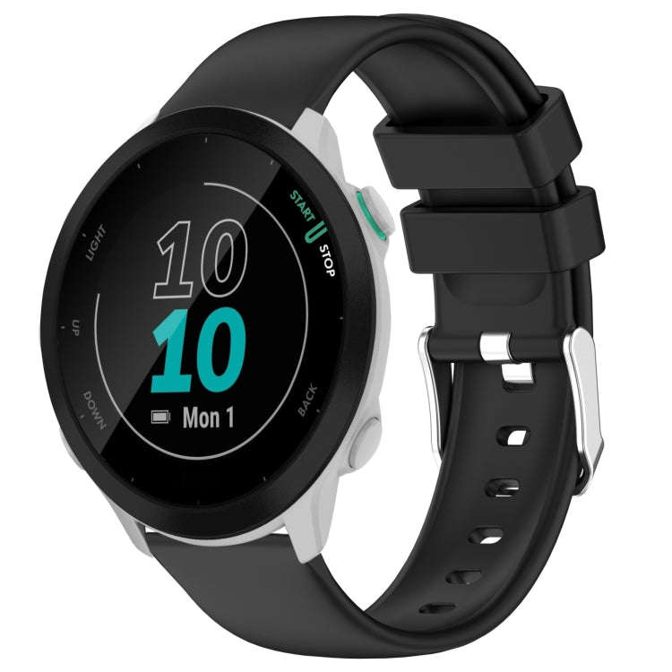 For Garmin Forerunner 55 20mm Smooth Solid Color Silicone Watch Band(Black)