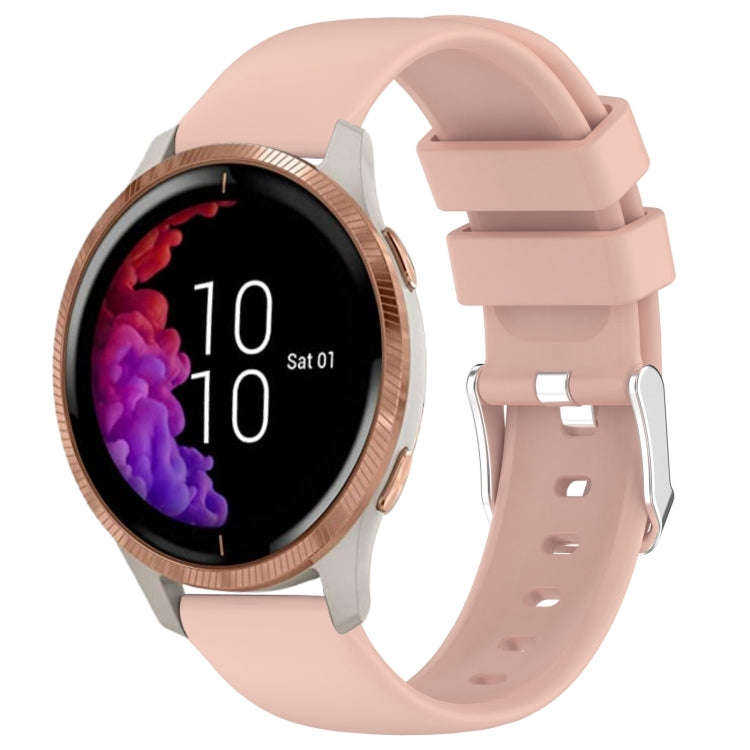 For Garmin Venu 20mm Smooth Solid Color Silicone Watch Band(Pink)