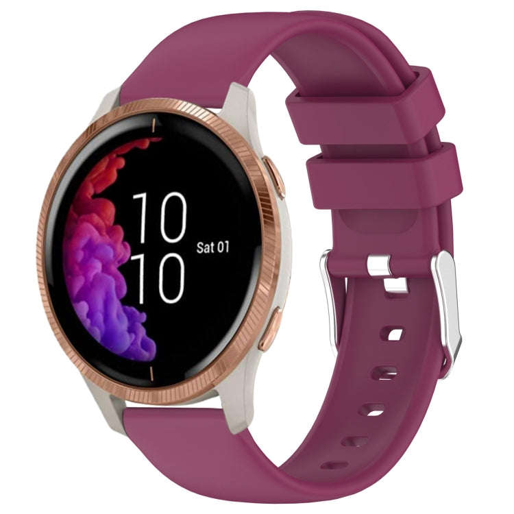 For Garmin Venu 20mm Smooth Solid Color Silicone Watch Band(Burgundy)