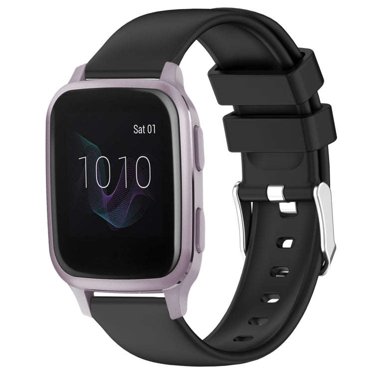 For Garmin Venu SQ 20mm Smooth Solid Color Silicone Watch Band(Black)