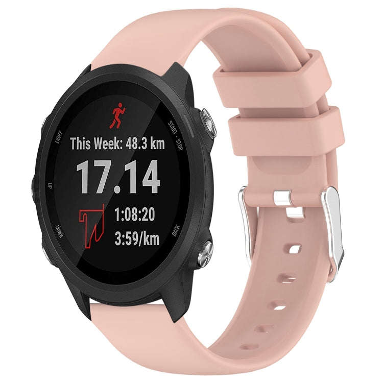 For Garmin Forerunner 245 20mm Smooth Solid Color Silicone Watch Band(Pink)