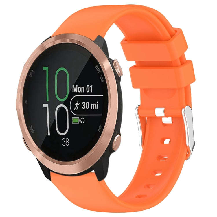 For Garmin Forerunner 645 20mm Smooth Solid Color Silicone Watch Band(Orange)